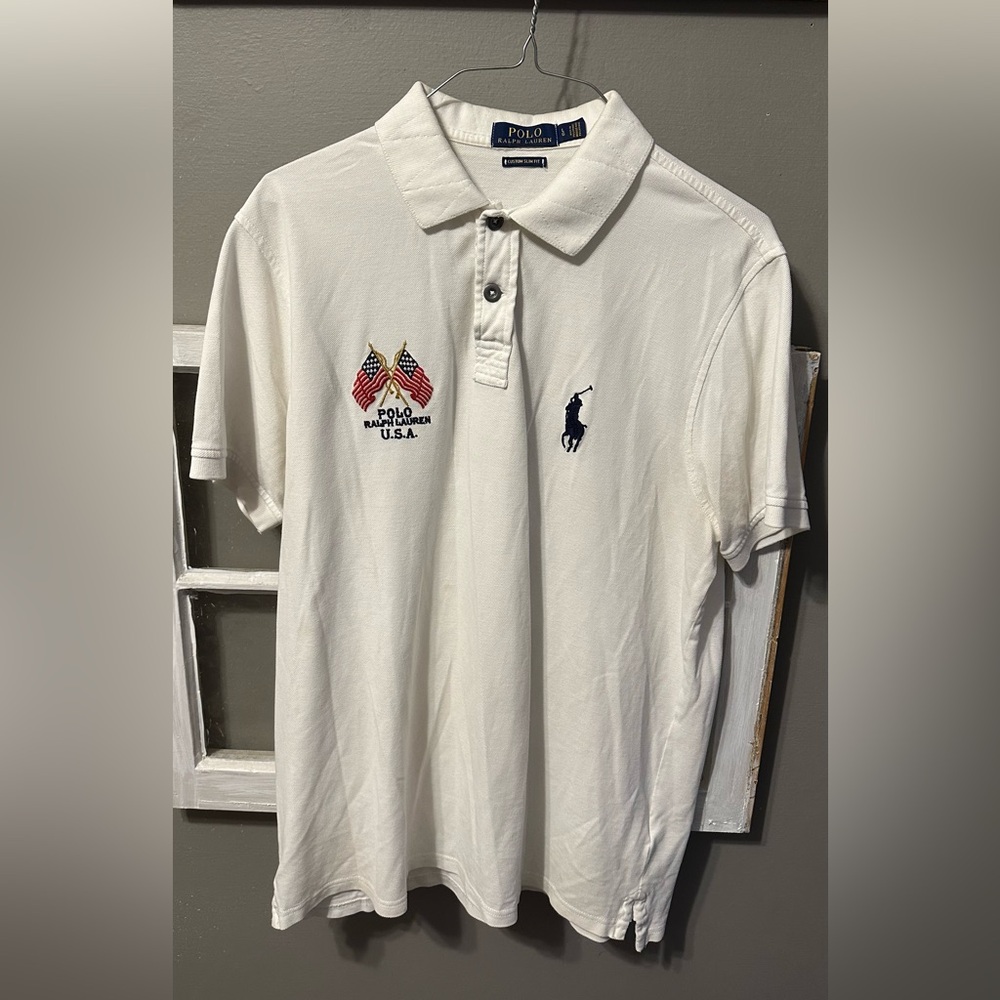 Polo Ralph Lauren sz L white custom slim fit golf shirt